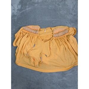 Free People Market Embroidered V-Neck Top Women's Size Small Orange